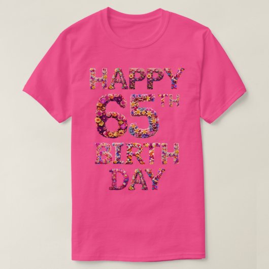 Gelukkige Verjaardag 65e T-shirt (Design voorkant)
