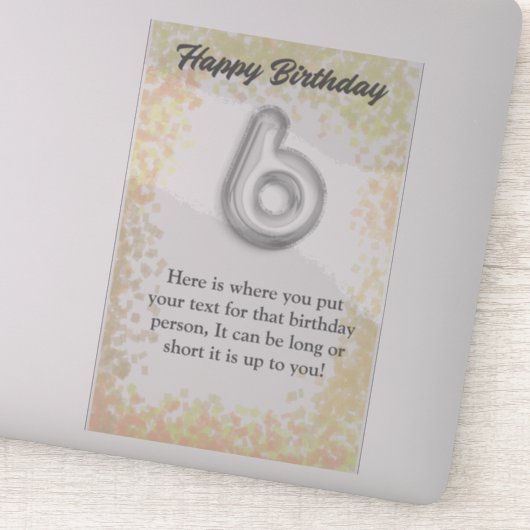 Gelukkige verjaardag 6-jarige sticker (Detail)