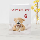 Gelukkige Verjaardag 6e Teddy Bear Theme Kaart (Gele Bloem)