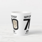 Gelukkige verjaardag 70 naam en twee foto's in jaa latte mok (Voorkant)