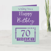 Gelukkige verjaardag 70 vandaag groen paars kaart (Voorkant)
