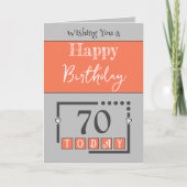 Gelukkige verjaardag 70 vandaag koraalgrijs kaart (Voorkant)
