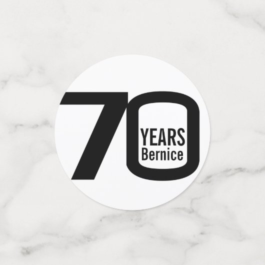 Gelukkige verjaardag 70e naam en fotodocument conf confetti (Kleine voorkant)