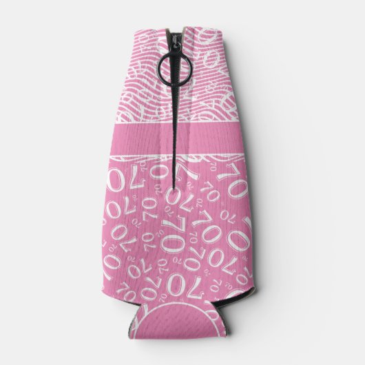 Gelukkige Verjaardag 70e Nummer Patroon Roze en Wi Flesjeskoeler (Achterkant)