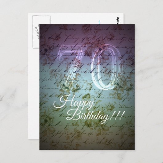 Gelukkige verjaardag!!! 70ste briefkaart (Voorkant / Achterkant)