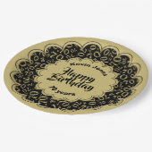 Gelukkige Verjaardag 70ste Zwart/Goud Getal Patroo Papieren Bordje (Gekanteld)