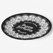 Gelukkige Verjaardag 70ste Zwart/Wit Getal Patroon Papieren Bordje (Gekanteld)