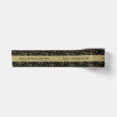 Gelukkige Verjaardag 75 Nummer Patroon Zwart/Goud Satijnen Lint (Voorkant)