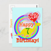 Gelukkige Verjaardag 7 Jaar Gele Dino Briefkaart (Voorkant / Achterkant)