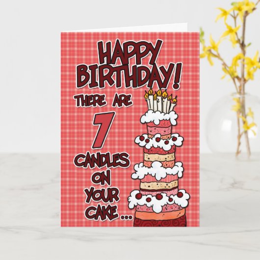 Gelukkige Verjaardag - 7 Jaar Oud Kaart (Gele Bloem)