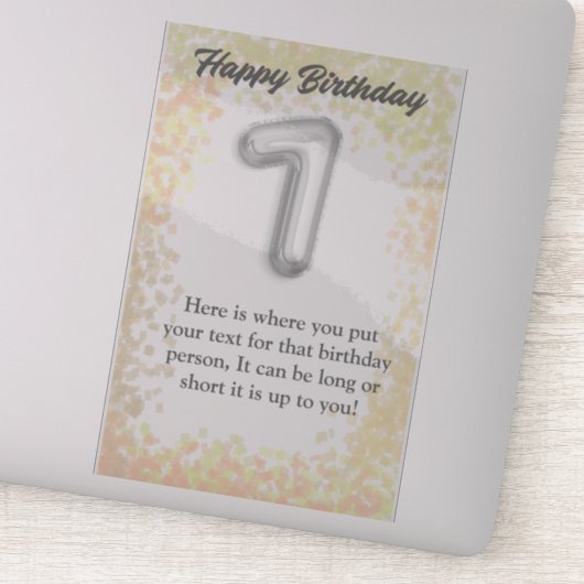 Gelukkige verjaardag 7-jarige sticker (Detail)