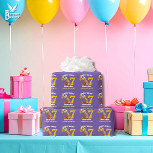 GELUKKIGE VERJAARDAG 7e Verjaardag Teddybeer Cadeaupapier