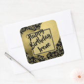 Gelukkige Verjaardag - 80 Goud/Zwart Nummerpatroon Vierkante Sticker (Envelop)