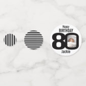 Gelukkige verjaardag 80e naam en fotodocument conf confetti (Achterkanten)