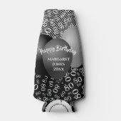 Gelukkige Verjaardag 80ste Nummerpatroon Zwart-wit Flesjeskoeler (Voorkant)