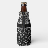 Gelukkige Verjaardag 80ste Nummerpatroon Zwart-wit Flesjeskoeler (Fles Achterkant)