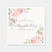 Gelukkige Verjaardag 80ste Roze Bloemen Custom Coc Servet (Voorkant)