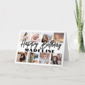 Gelukkige Verjaardag 8 Fotocollage Elegant Minimal Kaart (Voorkant)