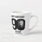 Gelukkige verjaardag 90 naam en twee foto's in jaa latte mok (Rechts)