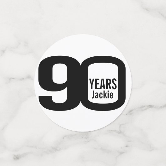 Gelukkige verjaardag 90e naam en fotodocument conf confetti (Kleine voorkant)