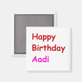 Gelukkige Verjaardag Aadi Magneet (Voorkant / Achterkant)