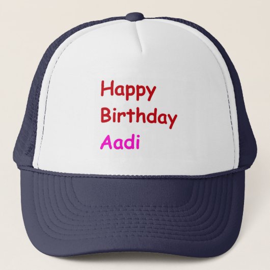 Gelukkige Verjaardag Aadi Trucker Pet (Voorkant)