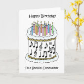 Gelukkige Verjaardag aan Conductor Cartoon Cake Kaart (Gele Bloem)