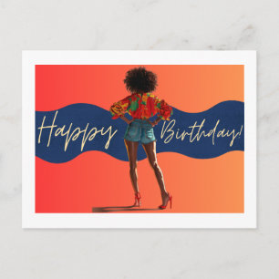 Gelukkige verjaardag aan jou Melanin Sista Zwarte  Briefkaart