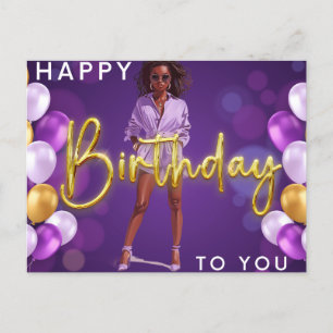 Gelukkige verjaardag aan jou Melanin Sista Zwarte  Briefkaart