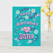 Gelukkige verjaardag aan mijn Zuster gepersonalise Kaart (Gele Bloem)