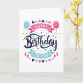 Gelukkige verjaardag aan u confettien en bunting kaart (Gele Bloem)