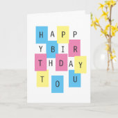 Gelukkige Verjaardag aan u Kleurrijke Puzzel Blok  Kaart (Gele Bloem)