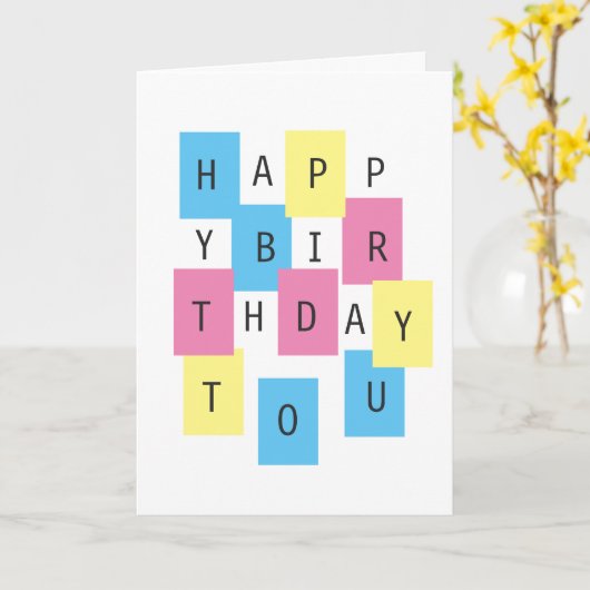 Gelukkige Verjaardag aan u Kleurrijke Puzzel Blok  Kaart (Gele Bloem)