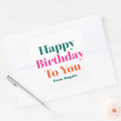 Gelukkige Verjaardag aan u Kleurrijke Vette Typogr Vierkante Sticker (Envelop)