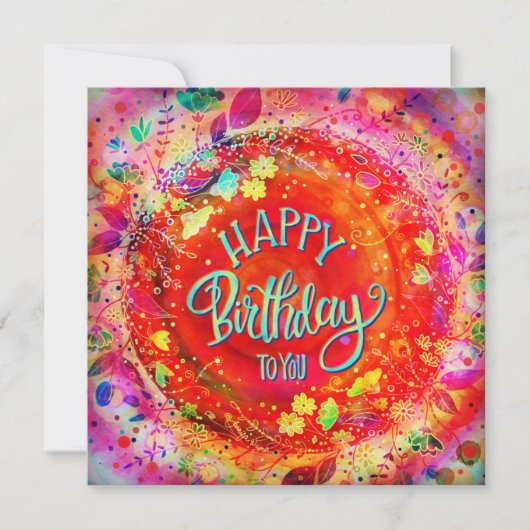 Gelukkige verjaardag aan u Leuke Kleurrijke Vlak Feestdagenkaart (Voorkant)