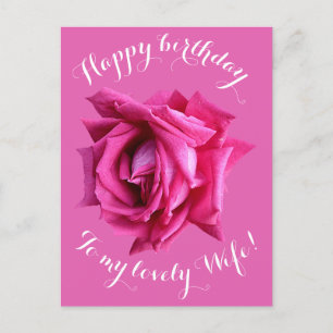 Gelukkige Verjaardag aan vrouw hete roze roos bloe Briefkaart
