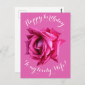 Gelukkige Verjaardag aan vrouw hete roze roos bloe Briefkaart (Voorkant / Achterkant)