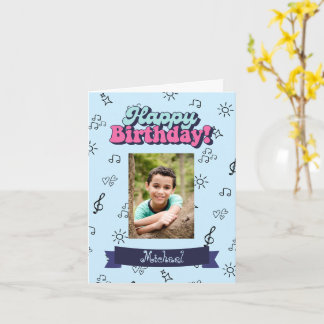 Gelukkige verjaardag aangepaste blauwe foto kaart
