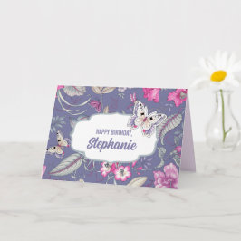 Gelukkige verjaardag. Aangepaste naam | Bloemen en Kaart