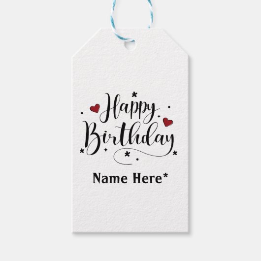 Gelukkige Verjaardag Aangepaste Naam Cadeaulabel (Voorkant)