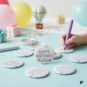 Gelukkige verjaardag Aangepaste naam Heet luchtba Vierkante Button 5,1 Cm