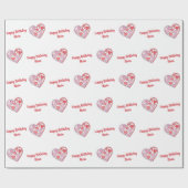 Gelukkige Verjaardag Aangepaste Tekst Vrolijke Roz Cadeaupapier (Vlak)