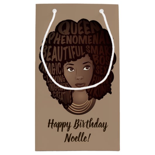 Gelukkige verjaardag aanmoedigende zwarte vrouwen  klein cadeauzakje (Achterkant)