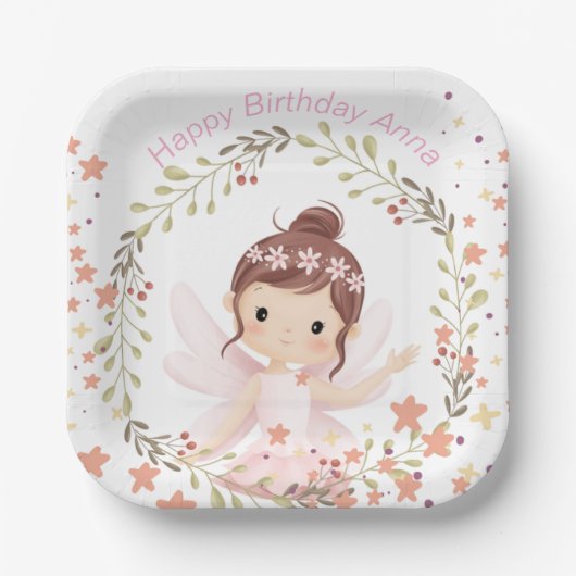 Gelukkige Verjaardag, Aanpasbare tekst Papieren Bordje (Voorkant)