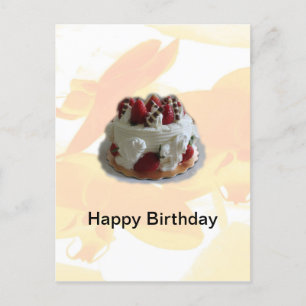 gelukkige verjaardag aardbei, chocolade cake briefkaart