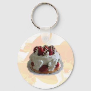 gelukkige verjaardag aardbei, chocolade cake sleutelhanger