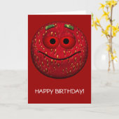 Gelukkige Verjaardag Aardbei Kaart (Gele Bloem)