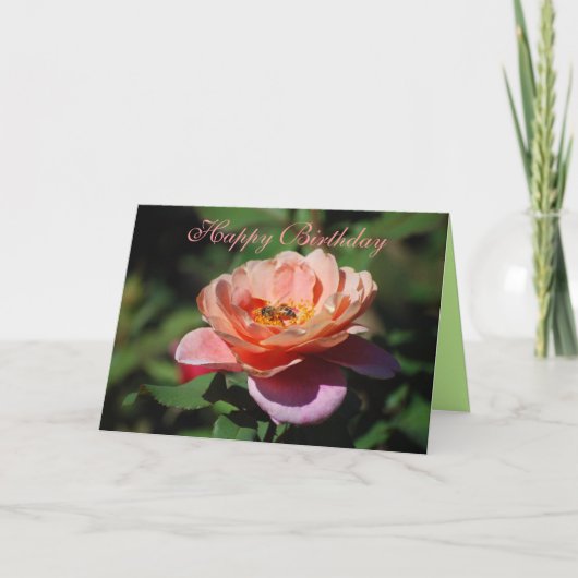 Gelukkige Verjaardag Abrikoos & Lavendel Roos Honi Kaart (Voorkant)