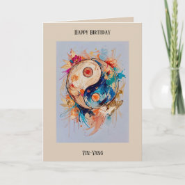 Gelukkige verjaardag abstracte ying-yang bewerkbar kaart