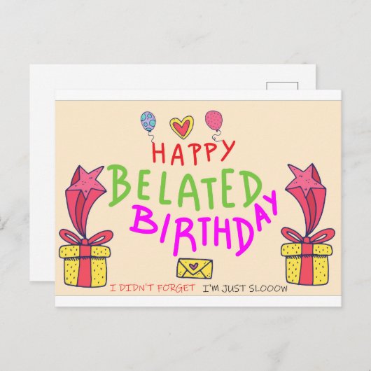 gelukkige verjaardag achteraf briefkaart (Voorkant / Achterkant)